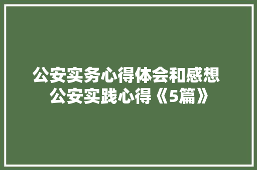 公安实务心得体会和感想 公安实践心得《5篇》 简历