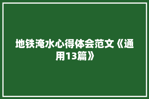 地铁淹水心得体会范文《通用13篇》 英文简历