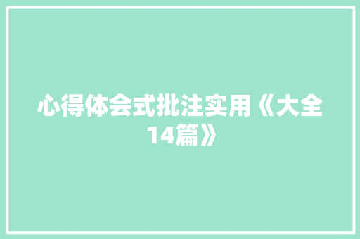 心得体会式批注实用《大全14篇》 策划方案