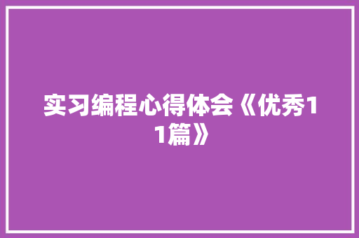 实习编程心得体会《优秀11篇》 承诺书