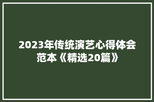 2023年传统演艺心得体会范本《精选20篇》 保证书