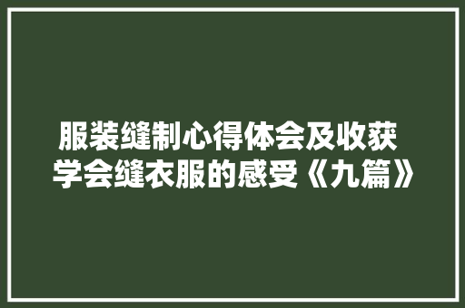 服装缝制心得体会及收获 学会缝衣服的感受《九篇》 文秘写作