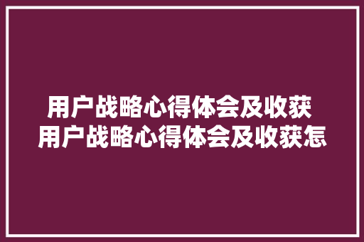 用户战略心得体会及收获 用户战略心得体会及收获怎么写《七篇》 担保书