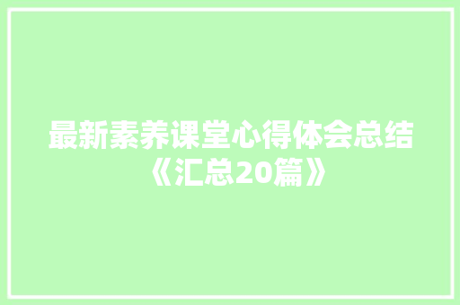 最新素养课堂心得体会总结《汇总20篇》 担保书
